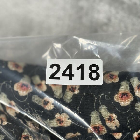 Max Studio Shirt Womens XS Black Cream Floral Flower Blouse Bohemian Peasant - Picture 10 of 10